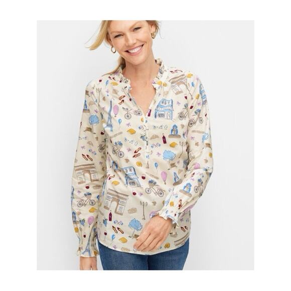 Talbots Paris Icons Ruffle Trim Popover - Picture 1 of 11
